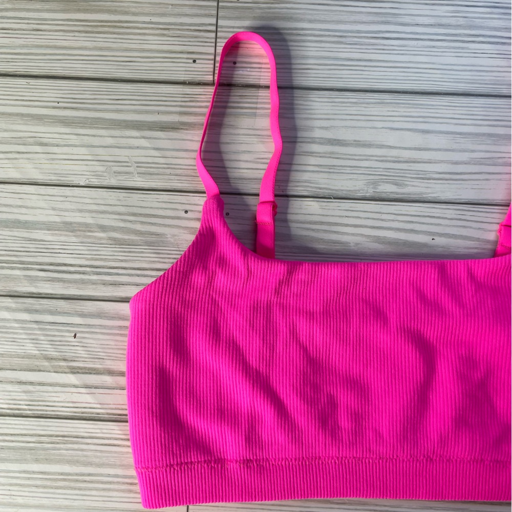 Aerie neon pink ribbed seamless bralette Medium - Picture 3 of 5